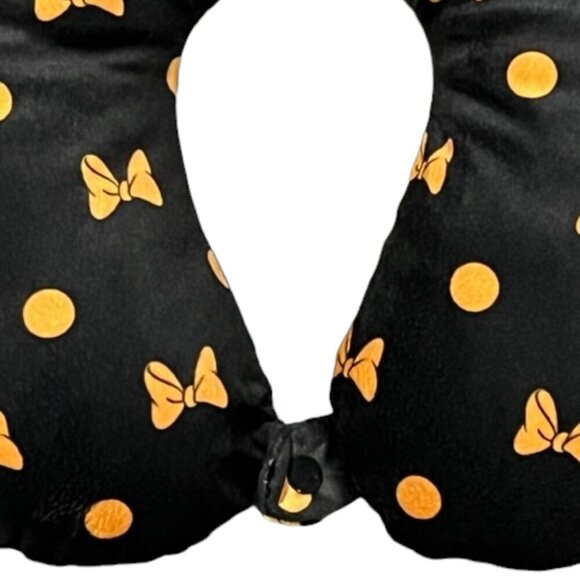 Disney Minnie Mouse Travel Soft Velvet Plush Pillow Gold Bow Ears NWOT - Picture 3 of 6